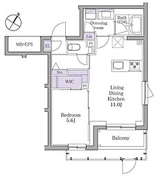 イプセ白金 1階1LDKの間取り
