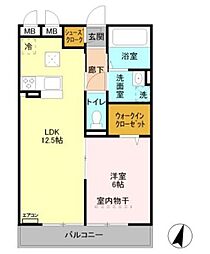 アンクレージュ1 1LDKの間取図画像