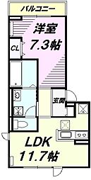 D-room・K 2階1LDKの間取り