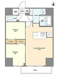 クラリティア西日暮里 3階2LDKの間取り