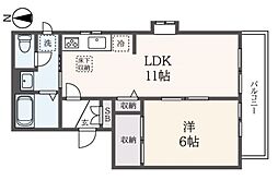 マーヴェラス1 1LDKの間取図画像