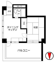 ヴェラハイツ赤坂 4階1DKの間取り