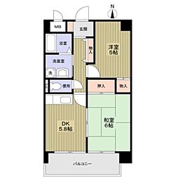 サンロイヤル 2DKの間取図画像