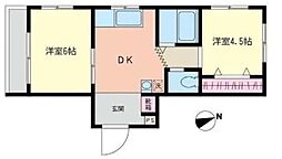 エムズガーデン 2DKの間取図画像