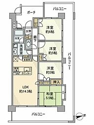 サンクレイドルおゆみ野中央 2階4LDKの間取り