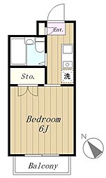 モリヤマンション 1Kの間取図画像