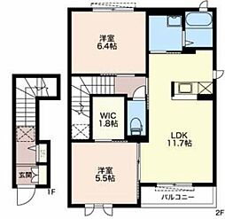 エスポワールB 2LDKの間取図画像