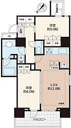 ザ・パークハウスアーバンス東五反田 14階2LDKの間取り