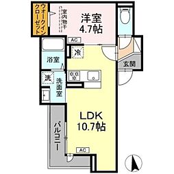 セレスティア豊島N 2階1LDKの間取り