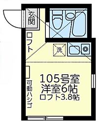 ユナイト矢向レイアール ワンルームの間取図画像