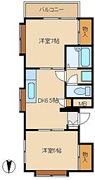 メゾン・デ・アフリ 3階2DKの間取り