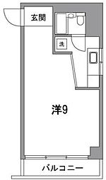 南部坂ハイツ 5階1Kの間取り