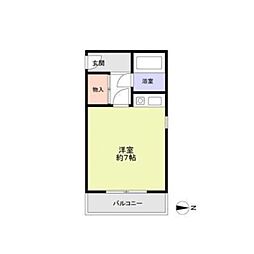 開明町ビル 1階ワンルームの間取り
