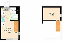 エスペランサ 平井 2階ワンルームの間取り