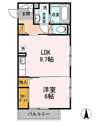 カーサルチェンテ 1LDKの間取図画像