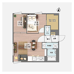 ウェルスクエア方南町2 1階2LDKの間取り