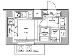 PREMIUMCUBE品川戸越 ワンルームの間取図画像