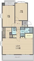 シャンクレール南流山 2LDKの間取図画像