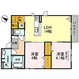 大阪モノレール本線 南摂津駅 徒歩28分の賃貸アパート 2階2LDKの間取り