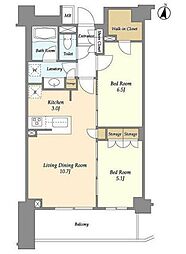 ブレス中野弥生町 4階2LDKの間取り