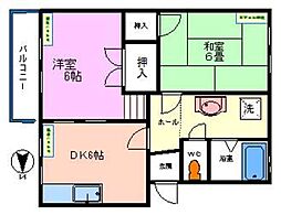 コーポヤマサ 2DKの間取図画像