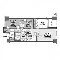 ミッドガーデン赤坂氷川 2階1SLDKの間取り