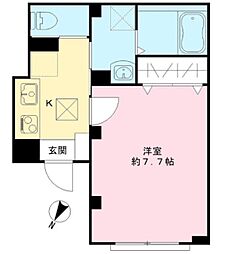 東急目黒線 西小山駅 徒歩2分の賃貸マンション 1階1Kの間取り