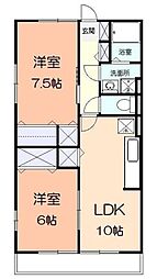 ベルドミール1 2LDKの間取図画像
