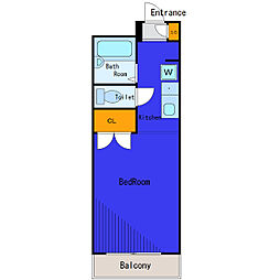 東急目黒線 洗足駅 徒歩7分の賃貸マンション 2階1Kの間取り