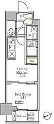 グランエール西日暮里SOUTH 1DKの間取図画像