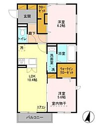 アリエッタ 2階2LDKの間取り