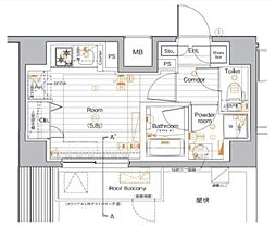 プレミアムキューブ品川戸越 3階ワンルームの間取り