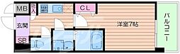 おおさか東線 放出駅 徒歩3分の賃貸マンション 7階1Kの間取り