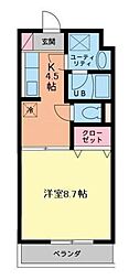 ラポール 1Kの間取図画像