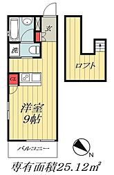 アクイラウラヤスウノ ワンルームの間取図画像