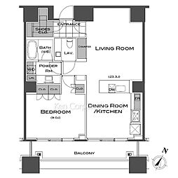 パークアクシス青山一丁目タワー 26階1LDKの間取り