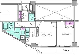 レジディア文京音羽 6階1LDKの間取り