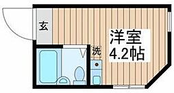 ライフピアビスタ 1階ワンルームの間取り