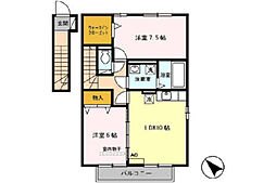 プラムパディー 2LDKの間取図画像