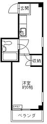 サウスタウン 3階1Kの間取り