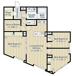EDIT西池袋 4階3LDKの間取り