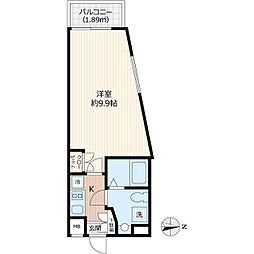 Beverly Homes下赤塚 3階1Kの間取り