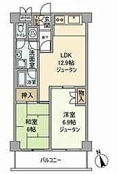 第二サンライズ五反田 2階2LDKの間取り