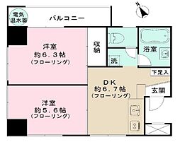 チサンマンション三軒茶屋第2 2DKの間取図画像