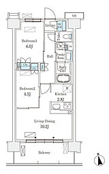 スカイグランデ津田沼 5階2LDKの間取り