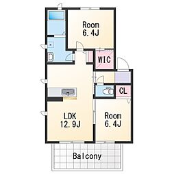 シャーメゾン内原 2LDKの間取図画像