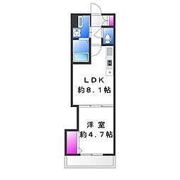 ティアラ北巽 1LDKの間取図画像