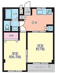 東京アパートメント 1階2DKの間取り