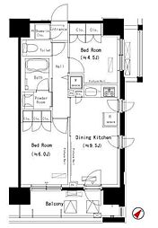 パークアクシス西船橋本郷町 3階2DKの間取り
