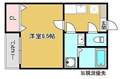 クレフラスト香椎駅東2C棟 1Kの間取図画像